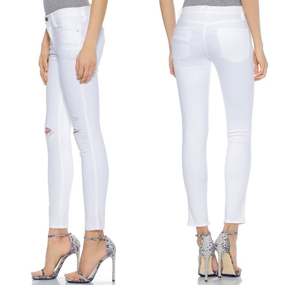 FRAME Denim Le High Skinny Crop Distressed Jeans - Picture 2 of 8